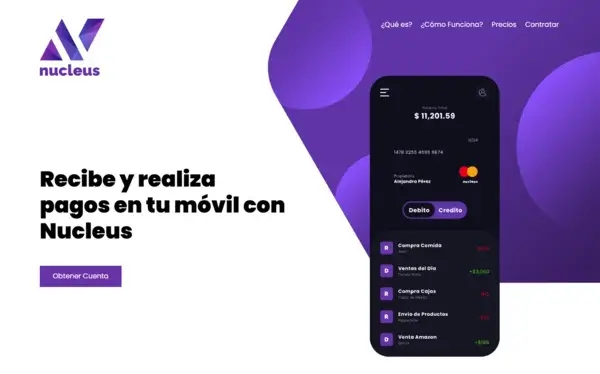 Nucleus Wallet - Vista principal del sitio web